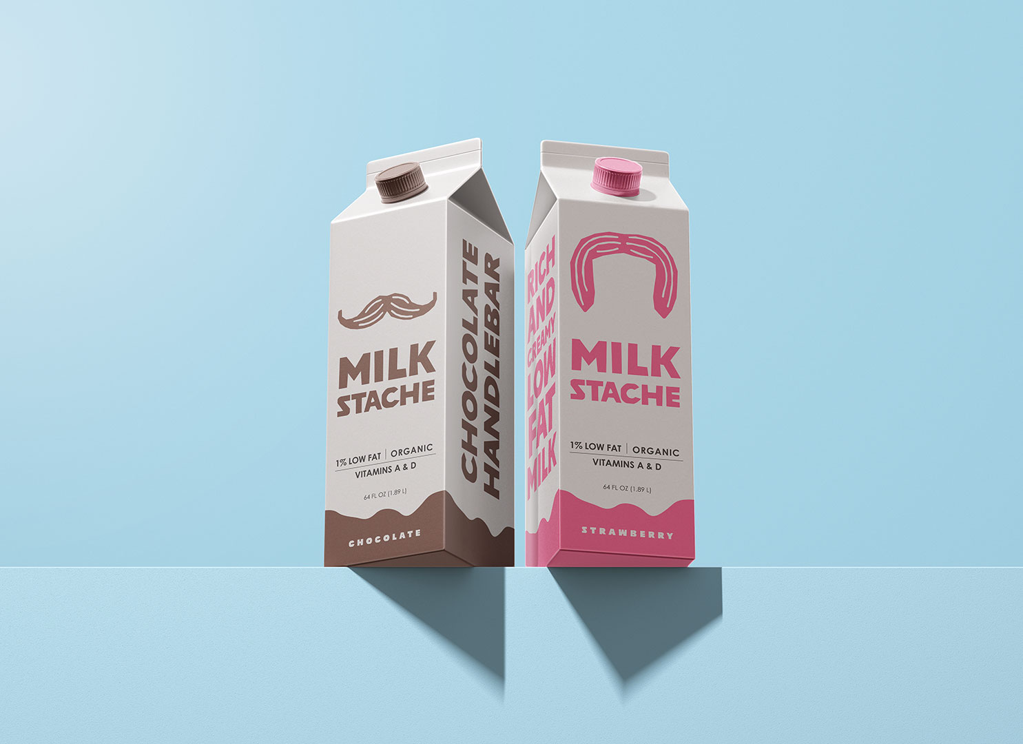 MilkStache strawberry and chocolate milk cartons