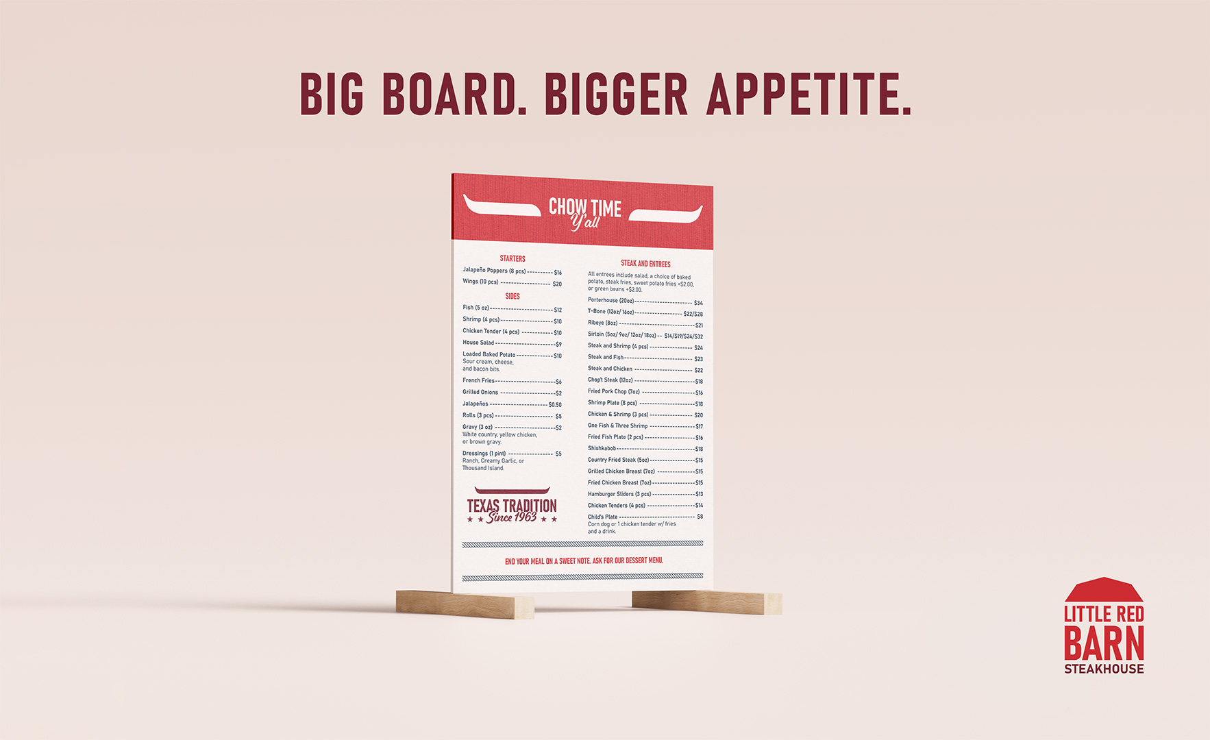 Little Red Barn Steak House menu